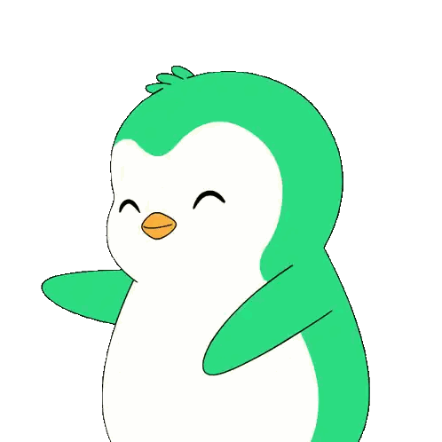 Green and White Penguin Smiling