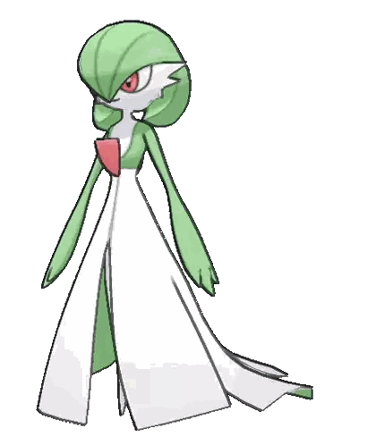 Green and White Pokemon with Red Eyes