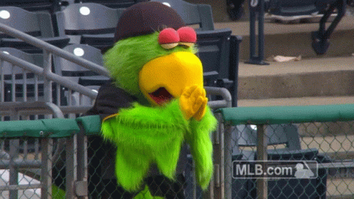 Green and Yellow Mascot Behind Fence MLB.com