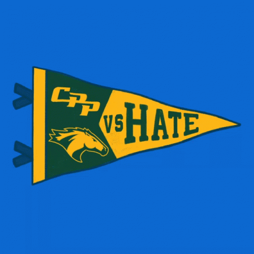 Green And Yellow Pennant Saying CP Vs Hate GIF