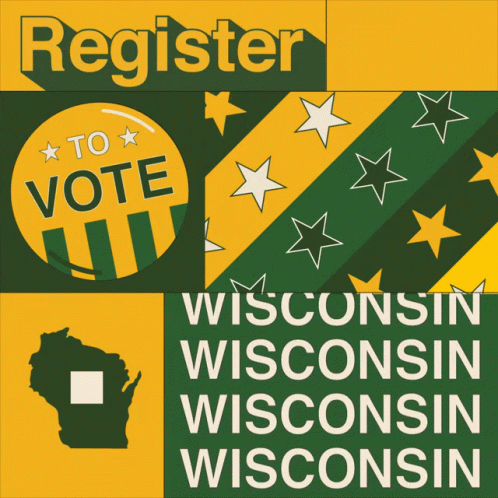 Green and Yellow Register to Vote Wisconsin Sign