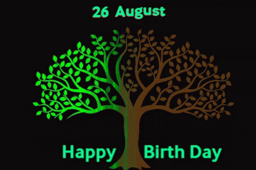Green and Yellow Tree on Black Background 26 August