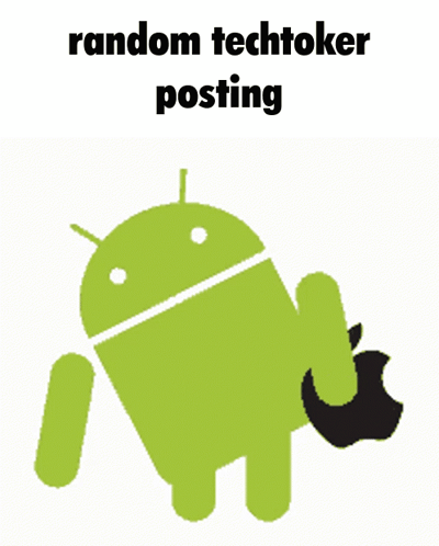 Green Android Holding Apple With Random Techtoker Posting GIF