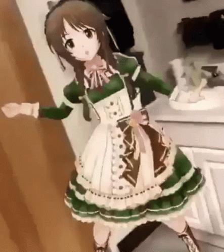 Green Anime Baile Otaku Dancing GIF