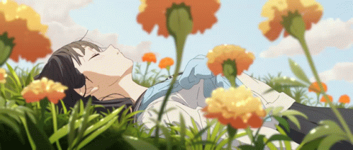 Green Anime Flowers GIF