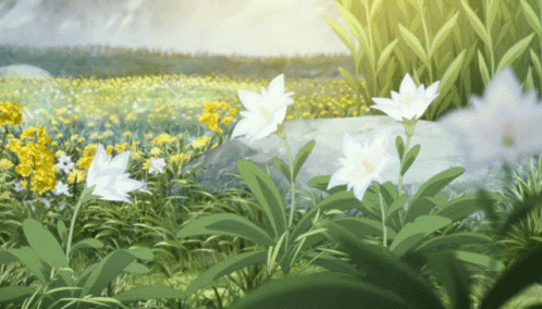 Green Anime Windswept Petal GIF