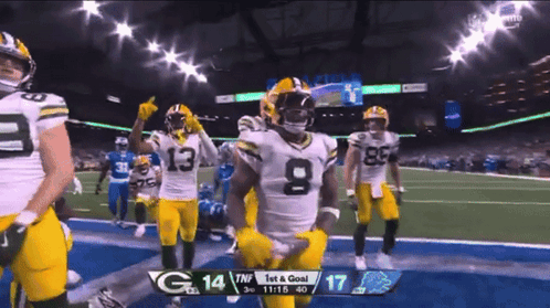 Green Bay Packers Celebrating First and Goal