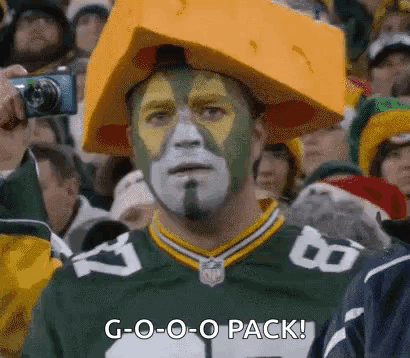 Green Bay Packers Fan With Cheese Hat GIF