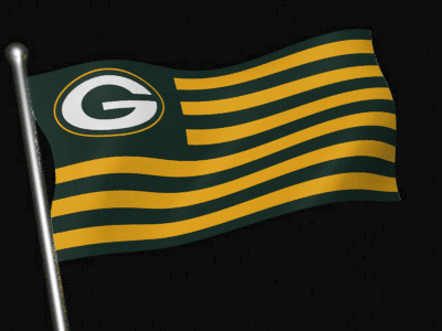Green Bay Packers Flag With Yellow Stripes And Letter G GIF