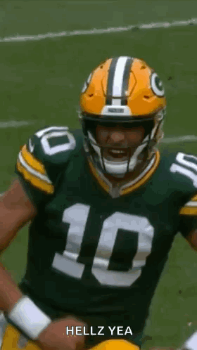 Green Bay Packers Football Player In Helmet And Number 10 Jersey GIF
