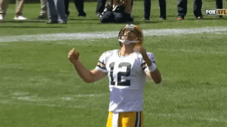 Green Bay Packers Player Number 12 Yellow Helmet GIF