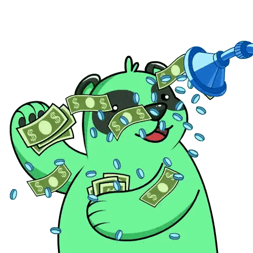 Green Bear Holding Shower Head of Money