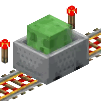 Green Block in Cart on Train Track