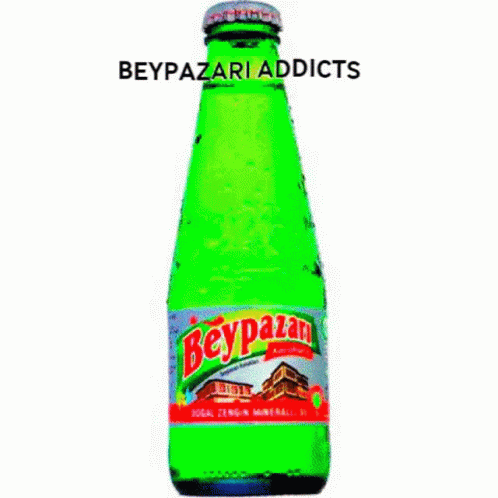 Green Bottle of Beypazarı Drink Surrounded by Drawings