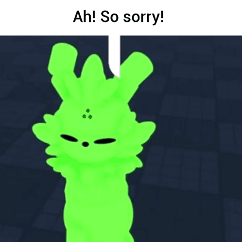 Green Bunny Saying Sorry