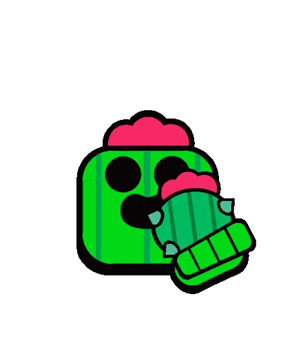 Green Cactus with Red Head and Stars