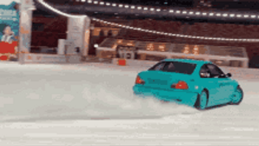 Green Car Drifting On Ice GIF