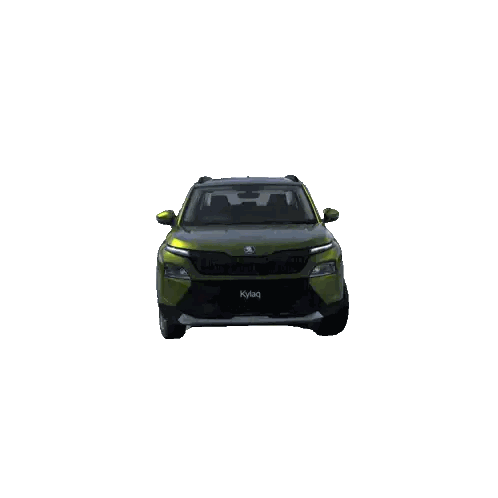 Green Car with Roof Rack