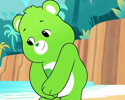 Green Care Bear At Waterfall GIF