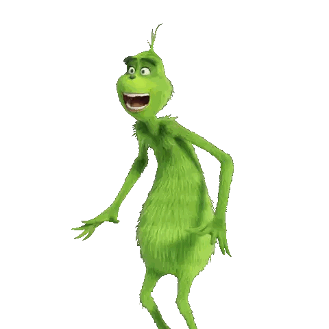 Green Cartoon Character Dancing with Hands Up