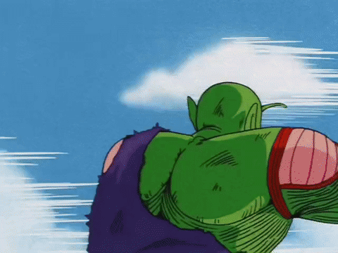 Green Cartoon Character Flying in Sky