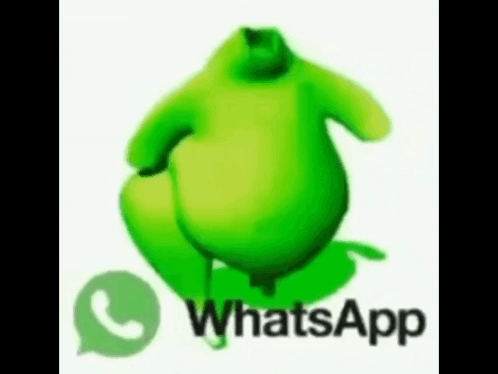 Green Cartoon Character Next To WhatsApp Logo GIF