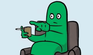 Green Cartoon Character Pointing