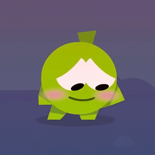Green Cartoon Character Smiling