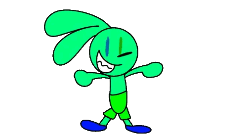 Green Cartoon Character Walking Smiling