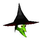 Green Cartoon Character Wearing Witch Hat