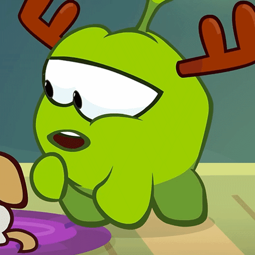 Green Cartoon Character With Antlers and Letter G