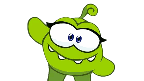 Green Cartoon Character With Blue Eyes and Swirl