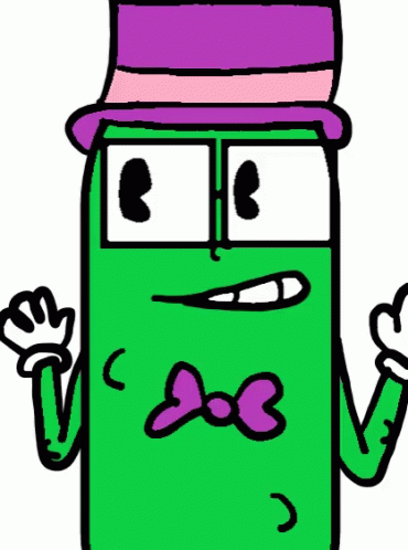 Green Cartoon Character With Purple Top Hat And Bow Tie GIF