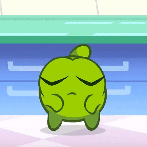 Green Cartoon Character With Sad Face