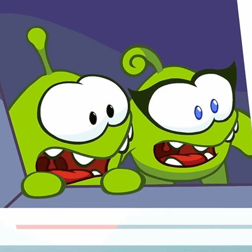 Green Cartoon Characters Looking Out Window