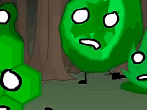 Green Cartoon Characters Standing With Mouths Open GIF
