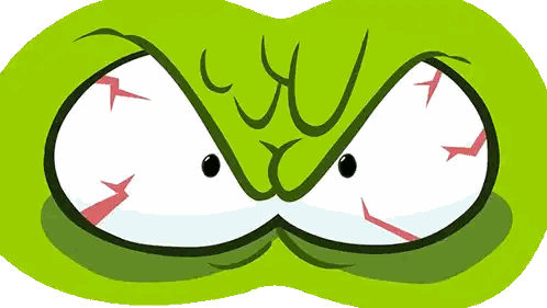 Green Cartoon Face with Red Arrow