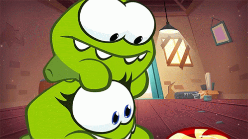 Green Cartoon Holding White Character