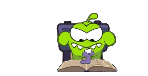 Green Cartoon Reading Book with Worm
