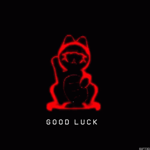 Green Cat Saying Good Luck GIF