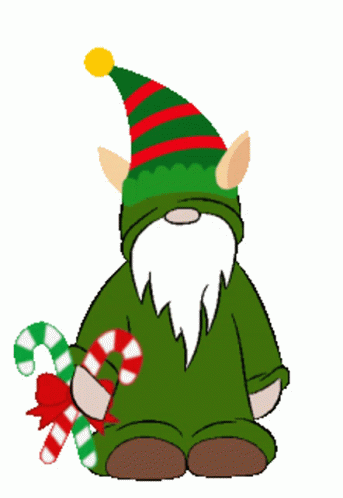 Green Christmas Elf With 2 Candy Canes GIF