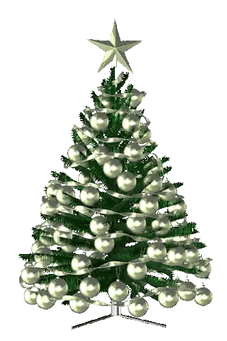 Green Christmas Tree White Ornaments