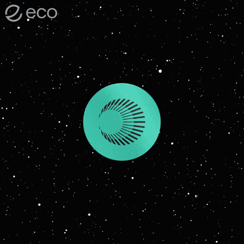 Green Circle With Black Stripe Surrounded by White Lines and Eco