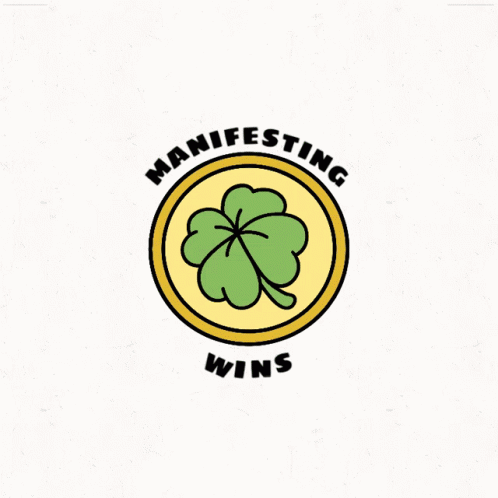 Green Clover in Yellow Circle Manifesting Wins