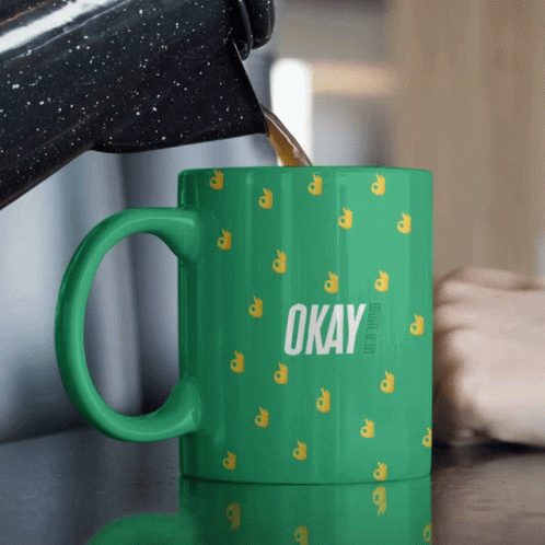 Green Coffee Mug With Okay GIF