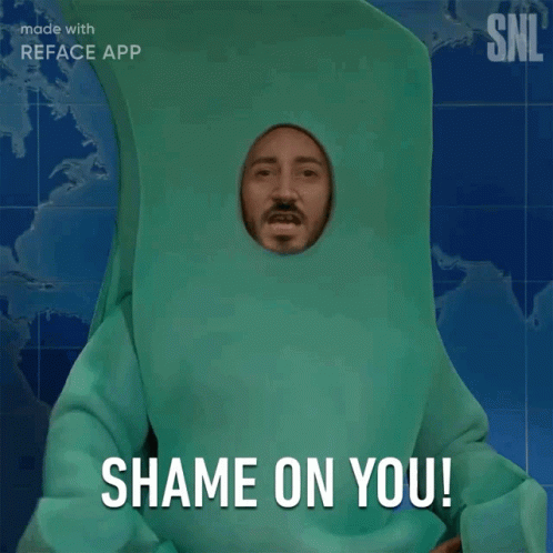 Green Costume Man Hole Head Shame on You