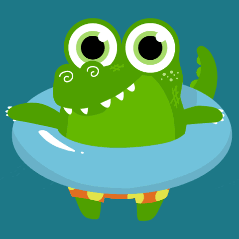 Green Crocodile On The Floaties GIF