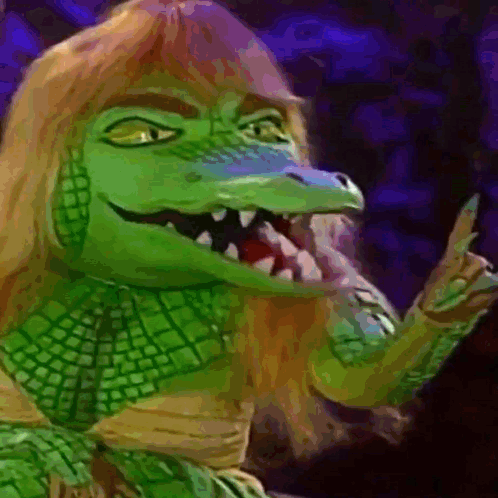 Green Crocodile With Long Hair