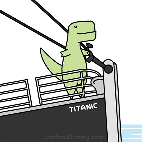 Green Dancing Dino Titanic Boat GIF