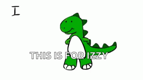 Green Dino Misses Izzy GIF